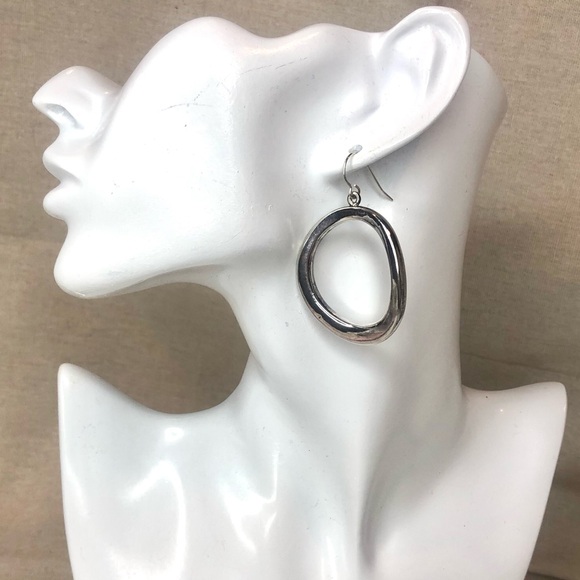 SIMON SEBBAG Sterling Silver Electroplated Drop Hoop Earrings Vintage